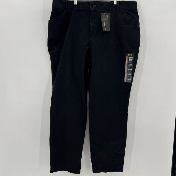 NWT Lee Relaxed Fit Straight Leg Mid Rise Pants long Black Size 20W - Picture 1 of 3
